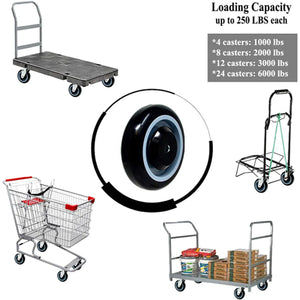 5" 20 Pack Polyurethane Stepped and Full Tread Face w/Double Ball Bearing Shopping Cart Wheel 5000 lbs Total Capacity