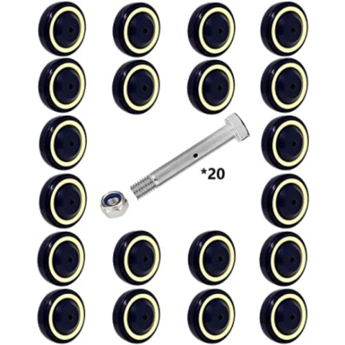 4" 20 Pack Polyurethane Stepped and Full Tread Face w/Double Ball Bearing Shopping Cart Wheel 5000 lbs Total Capacity (4 inches Pack of 20, Dark Blue Beige Stepped Face)