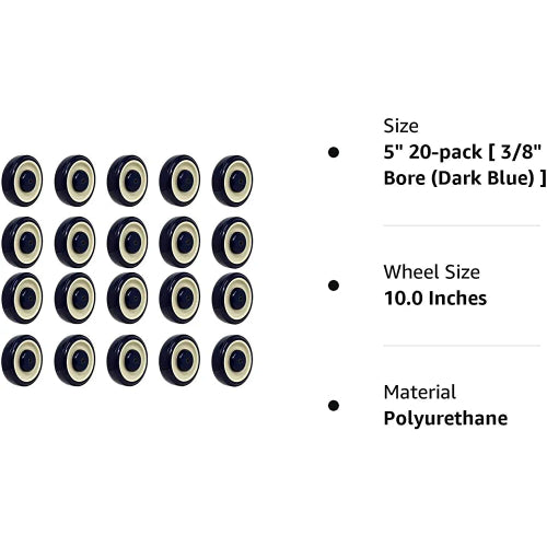 5" 20 Pack Polyurethane Stepped and Full Tread Face w/Double Ball Bearing Shopping Cart Wheel 5000 lbs Total Capacity