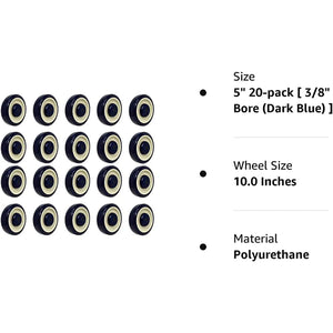 5" 20 Pack Polyurethane Stepped and Full Tread Face w/Double Ball Bearing Shopping Cart Wheel 5000 lbs Total Capacity