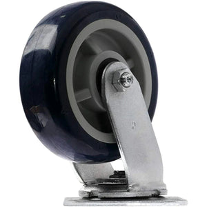 Heavy Duty 6" Caster Set - 4 Pack, 4000 lbs Total Capacity, Polyurethane Precision Bearing Wheels, 2 Swivel + 2 Rigid, Blue