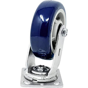 Upgrade Your Mobility with 6" Top Plate Casters - 2 Pack of High-Performance Polyurethane Wheels, 2000 lbs Capacity, and 2" Extra Width for Smooth Movement - Blue Swivel Design