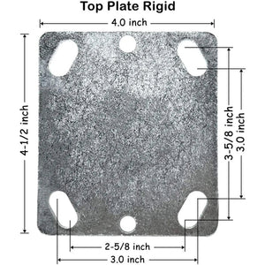 Extra Wide 4" 4-Pack Plate Casters - 1800 lbs Capacity (2 Swivel w/Brakes & 2 Rigid) - Mold-on Rubber Steel Wheel