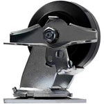 Extra Wide 4" 4-Pack Plate Casters - 1800 lbs Capacity (2 Swivel w/Brakes & 2 Rigid) - Mold-on Rubber Steel Wheel