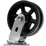 6" 4-Pack Cast Iron V-Groove Wheel Top Plate Caster with 4000 lbs Total Capacity - 2 Swivel & 2 Rigid (Pack of 4)