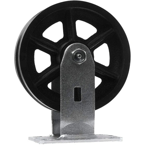 6" 4-Pack Cast Iron V-Groove Wheel Top Plate Caster with 4000 lbs Total Capacity - 2 Swivel & 2 Rigid (Pack of 4)