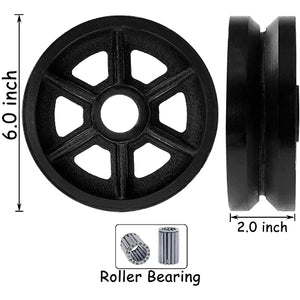 6" 4-Pack Heavy Duty Cast Iron V-Groove Wheel Top Plate Caster - 4000 lbs Total Capacity - 2 Swivel w/Brakes & 2 Rigid (6 inches Pack of 4)