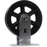 6" 4-Pack Heavy Duty Cast Iron V-Groove Wheel Top Plate Caster - 4000 lbs Total Capacity - 2 Swivel w/Brakes & 2 Rigid (6 inches Pack of 4)