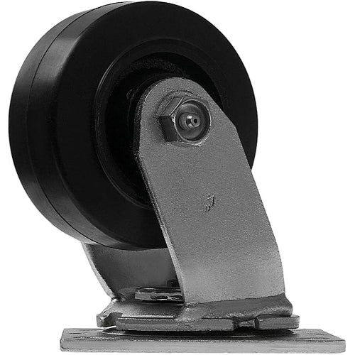 4" 4-Pack Heavy Duty Rubber-Steel Plate Caster with Top Plate, 2-Inch Width and 1800 lbs Total Capacity (Includes 2 Swivel Casters with Brakes & 2 Fixed Casters)