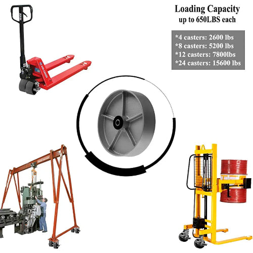 2 Pack 8"x2" Heavy Duty Steel Wheels with Rolling Bearing & Steel Bushing - Load Capacity up to 1300lbs Each