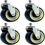 4 Pack 5" Polyurethane Shopping Cart Caster Wheel Set - 1000 lbs Total Capacity with Bolts, Dark Blue Beige