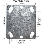 6" Plate Caster, Heavy Duty Cast Iron V-Groove Wheel Caster Top Plate Caster Extra Width 2 inches 1000lbs Total Capacity (6 inches, Rigid)