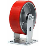 5" Plate Caster, Heavy Duty Polyurethane Mold on Steel Wheel Top Plate Caster Extra Width 2 inches 1000lbs Total Capacity (5 inches, Red Rigid)