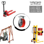 Heavy Duty 4-Inch Plate Caster with Polyurethane Molded Steel Wheel, Extra Wide 2-Inch Top Plate, 750lbs Total Capacity - Red Rigid