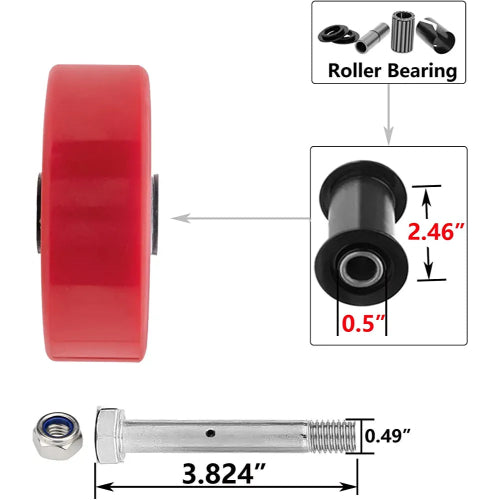 Maximize Mobility and Strength with our 6" Heavy Duty Polyurethane Plate Caster - 1200lbs Capacity, Extra Wide 2-inch Top Plate, Steel Wheel, Red Rigid Design