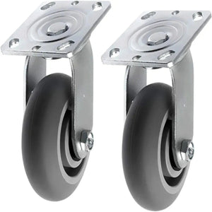 Heavy Duty 5" Swivel Plate Casters, 2 Pack - 800 lbs Total Capacity - Crowned Thermoplastic Rubber Wheels - Top Plate Casters (5 inches Pack of 2, Swivel Wheel) - Gray