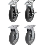 8" Heavy Duty Rubber Plate Casters - Pack of 4 with 2400lbs Total Capacity, Swivel Casters with Brakes - Ideal for Industrial Equipment and Material Handling