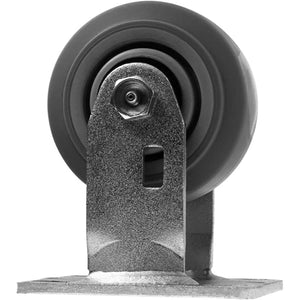 Heavy Duty 4" Rubber Plate Casters - Pack of 4, 2 Swivel with Brakes & 2 Rigid, 1400lbs Total Capacity, Thermoplastic Gray Caster Wheels