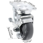 24-Pack Heavy-Duty Gray Polyurethane Plate Casters with 7200lbs Total Capacity - Swivel with Brakes - 3 Inch Wheel Diameter