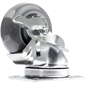 24-Pack Heavy-Duty Gray Polyurethane Plate Casters with 7200lbs Total Capacity - Swivel with Brakes - 3 Inch Wheel Diameter