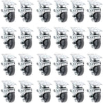 24-Pack Heavy-Duty Gray Polyurethane Plate Casters with 7200lbs Total Capacity - Swivel with Brakes - 3 Inch Wheel Diameter