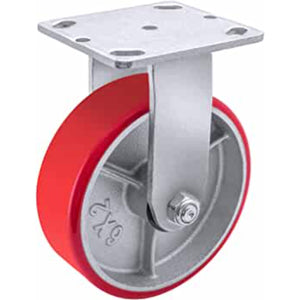 Heavy Duty 6" Polyurethane Plate Casters - 4 Pack with 4800lbs Total Capacity, 2" Extra Width, Red Swivel Wheels