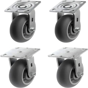 Heavy Duty 6" Plate Casters - Pack of 4, 2 Swivel & 2 Rigid, 1800 lbs Total Capacity, Thermoplastic Rubber Wheels, Top Plate Casters for Maximum Mobility