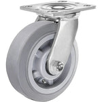 6" Thermoplastic Rubber Gray Swivel Caster, Top Plate (Pack of 4, 2 w/Brake) - 2200 lbs Capacity