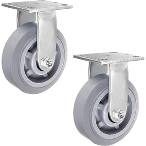 6" Thermoplastic Rubber Gray Swivel Caster, Top Plate (Pack of 4, 2 w/Brake) - 2200 lbs Capacity