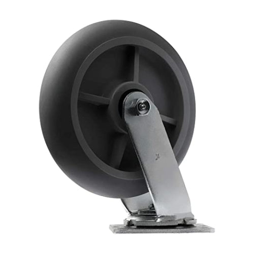 Heavy-Duty 8" Plate Casters with Thermoplastic Rubber, Gray Swivel and Rigid Caster Wheels - 2400 lb Total Capacity (Pack of 4 with 2 Swivel and 2 Rigid)