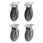 Heavy-Duty 8" Plate Casters with Thermoplastic Rubber, Gray Swivel and Rigid Caster Wheels - 2400 lb Total Capacity (Pack of 4 with 2 Swivel and 2 Rigid)