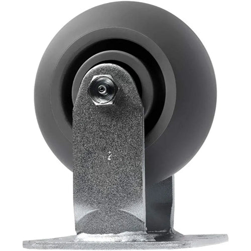 Upgrade Your Mobility with 5" Crowned Thermoplastic Plate Casters - Heavy Duty Rubber, Gray Rigid Wheels - 800 lbs Total Capacity - Pack of 2