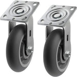 6" 2 Pack Plate Caster, Crowned Thermoplastic Heavy Duty Rubber Gray Swivel Caster, Top Plate Casters, 900 lbs Total Capacity (6 inches Pack of 2, Swivel Wheel)