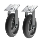 8" 2 Pack Plate Caster, Crowned Thermoplastic Heavy Duty Rubber Gray Swivel Caster, Top Plate Casters, 1200 lbs Total Capacity (8 inches Pack of 2, Swivel Wheel)