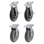 8" 4 Pack Plate Caster Crowned Thermoplastic Heavy Duty Rubber Gray Swivel Rigid Caster Top Plate Caster, 2400 lbs Total Capacity (8 inches Pack of 4, 2 Swivel w/Brakes & 2 Rigid)