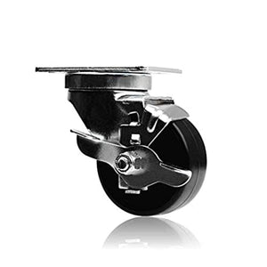 3" 24 Pack Plate Caster Polyolefin Black Rubber Top Plain Plate Swivel Caster, Top Plate Caster, 7920 lbs Total Capacity (3 inches Pack of 24, 24 Swivel w/Brakes)