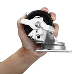 3" 24 Pack Plate Caster Polyolefin Black Rubber Top Plain Plate Swivel Caster, Top Plate Caster, 7920 lbs Total Capacity (3 inches Pack of 24, 24 Swivel w/Brakes)