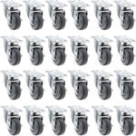 24-Pack Heavy Duty Gray Polyurethane Swivel Plate Casters - 3" Wheel Diameter, 7200 lbs Total Capacity - Ideal for Industrial Equipment and Material Handling