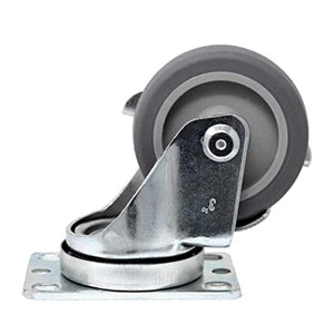 Pack of 8 Heavy Duty Plate Casters with 3.5" Thermoplastic Rubber Wheels and 2400 lbs Total Capacity - Swivel with Brakes