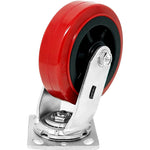 6" Plate Caster Wheel 4 Pack - Polyolefin/Polyurethane Wheels - 3600 lb Total Capacity - Top Plate Caster with Extra Width - Pack of 4 Swivel Casters (No Brakes)