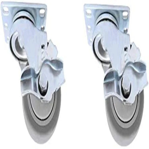 2-Pack 3" Heavy Duty Swivel Casters with Brakes - 300lb Capacity Each, Thermoplastic Rubber Wheels, Gray Top Plate Casters