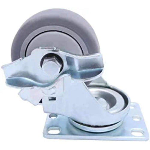 3" Heavy Duty Thermosplastic Rubber Swivel Caster w/Brakes (300lb/each) - Pack of 4