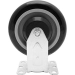 5" 4 Pack Plate Caster, Polyurethane Caster w/Double Ball Bearing Top Plate Wheel 1400 lbs Total Capacity (5 inches Pack of 4, Black & Dark Gray, 2 Swivels w/Brakes + 2 Rigid)