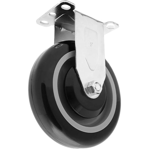 5" 4 Pack Plate Caster, Polyurethane Caster w/Double Ball Bearing Top Plate Wheel 1400 lbs Total Capacity (5 inches Pack of 4, Black & Dark Gray, 2 Swivels w/Brakes + 2 Rigid)