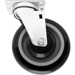 5" Polyurethane Plate Casters, Double Ball Bearing Top Plate Wheel, 1400 lbs Capacity - Pack of 4 (2 Swivel + 2 Rigid) - Black & Dark Gray