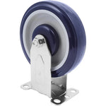  5" 4 Pack Plate Caster, Polyurethane Caster w/Double Ball Bearing Top Plate Wheel 1400 lbs Total Capacity (5 inches Pack of 4, Dark Blue/Beige, 2 Swivels + 2 Rigid)