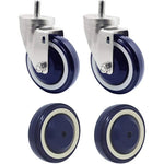 4" Polyurethane Caster Wheel Kit (4pk, 4000 lbs Capacity, Stepped & Full Tread Face) - Dark Blue/Beige