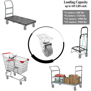 3 inch Polyurethane Caster Centre Bearing Top Plate up to 330Lbs Each Capacity [Pack of 8]