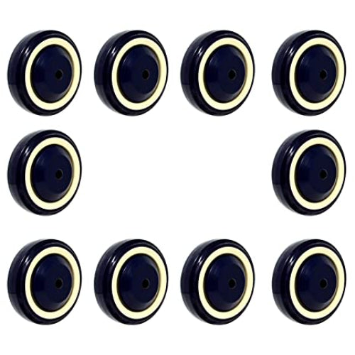 4" 10 Pack Polyurethane Stepped and Full Tread Face w/Double Ball Bearing Shopping Cart Wheel 3000 lbs Total Capacity (4 inches Pack of 10, Dark Blue Beige Stepped Face)