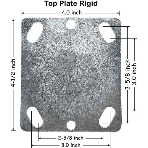 8-Inch Heavy Duty Plate Caster with Steel Cast Iron Wheel, 2-Inch Extra Width Top Plate Caster, 1300lbs Total Capacity, Silver Swivel with Brake